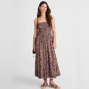 Madewell Smocked Bubble-Hem Midi Dress in Paisley Size 8